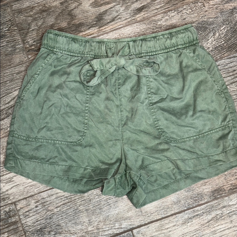 C.C High Waist Green Shorts with Elastic Waistband